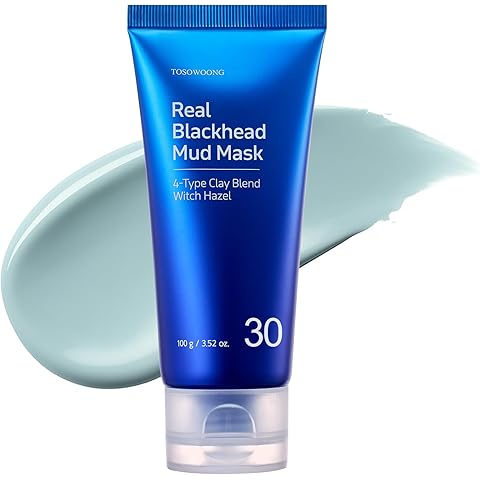 TOSOWOONG Real Blackhead Mud Mask, Facial & Nose Pore-Purifying Clay - Korean Mud Mask, Pore Tightening, Deep Pore Cleaner, Cooling & Quick Dry Formula Face Mask, Oil Control, 100 g / 3.52 oz.